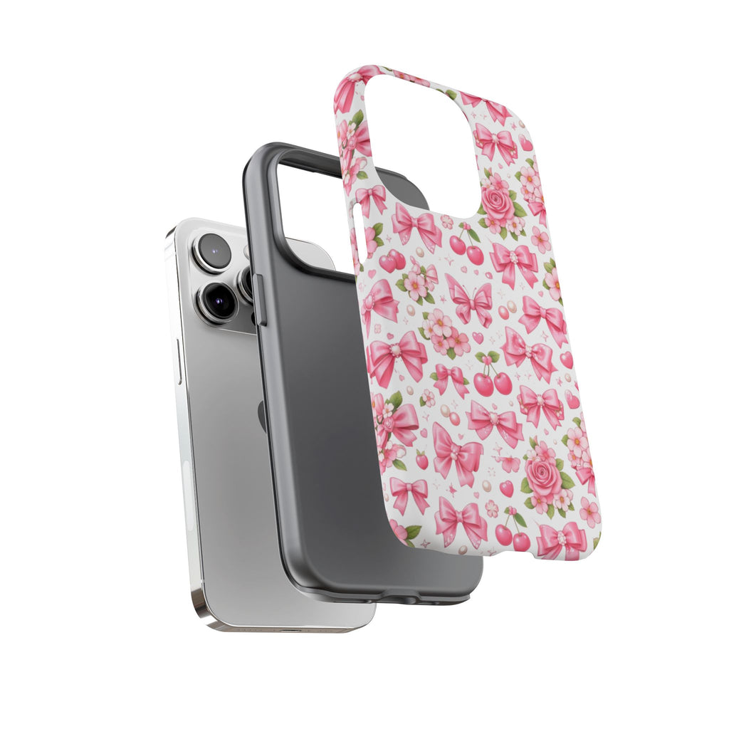 Girly Pink Bow & Floral iPhone Case – Cute Aesthetic Chic